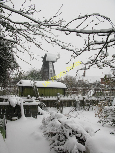 Photo 6"x4" Eastry mill in the snow Buttsole c2010