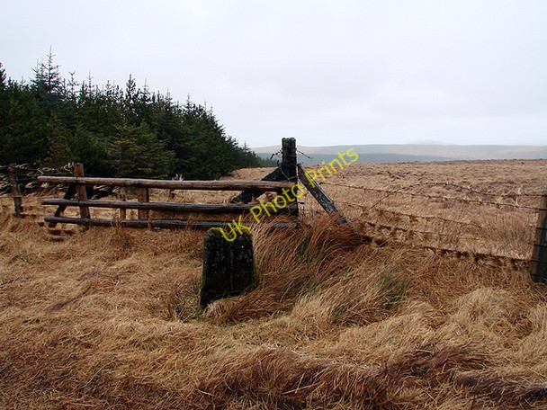 Photo 6"x4" Fence and boundary stones at Blaen-y-clawdd-du Blaen-y-clawdd-du c2011