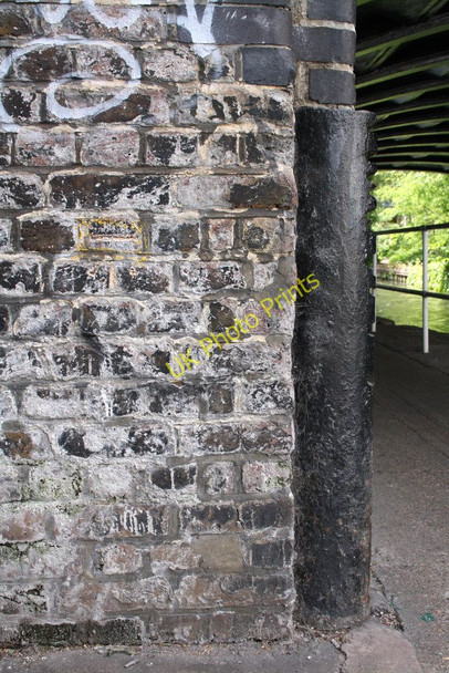 Photo 6"x4" Benchmark on buttress of Harrow Road bridge over Grand Union Canal Paddington\/TQ2681 c2011