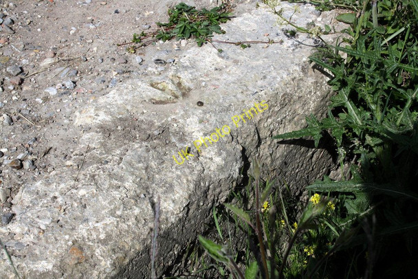 Photo 6"x4" Benchmark on culvert top by farm track West Hanney c2011