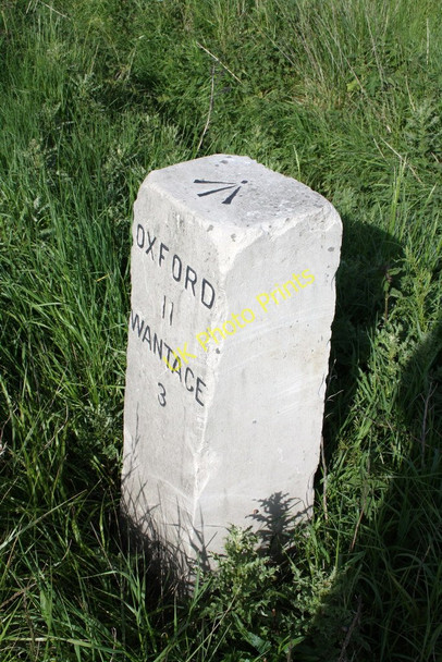 Photo 6"x4" Benchmark on milestone beside A338 three miles from Wantage East Hanney c2011