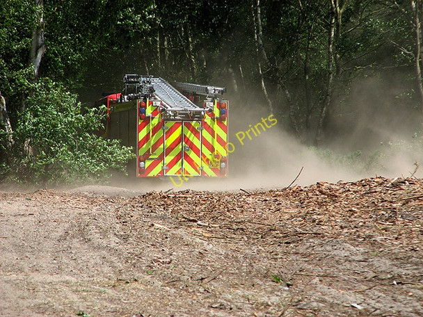 Photo 6"x4" Fire engine and clouds of dust in Fritton Wood Fritton\/TG4600 c2011