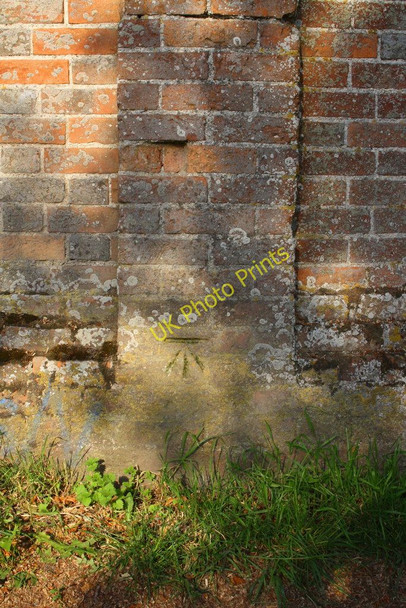 Photo 6"x4" Benchmark on buttress of wall on east side of Chalk Hill Aston Tirrold c2011