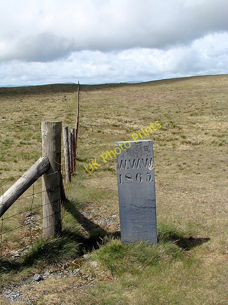 Photo 6"x4" County boundary marker stone Source of River Wye \/ Afon Gwy c2011