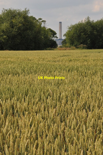 Photo 6"x4" Wheatfield and chimney at Didcot power station Appleford c2011