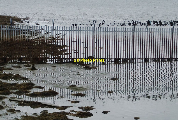 Photo 6"x4" Fence and reflection, Wickor Point North Hayling c2011