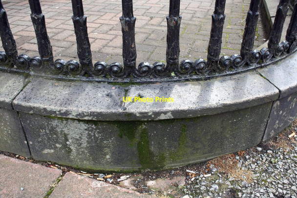 Photo 6"x4" Benchmark on wall at junction of roads Carlisle c2011