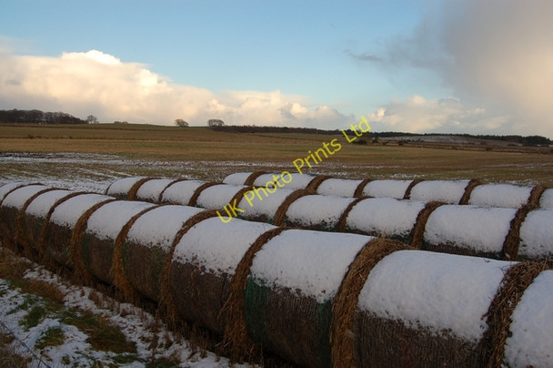 Photo 6"x4" Snow-capped bales Hatton of Fintray c2007