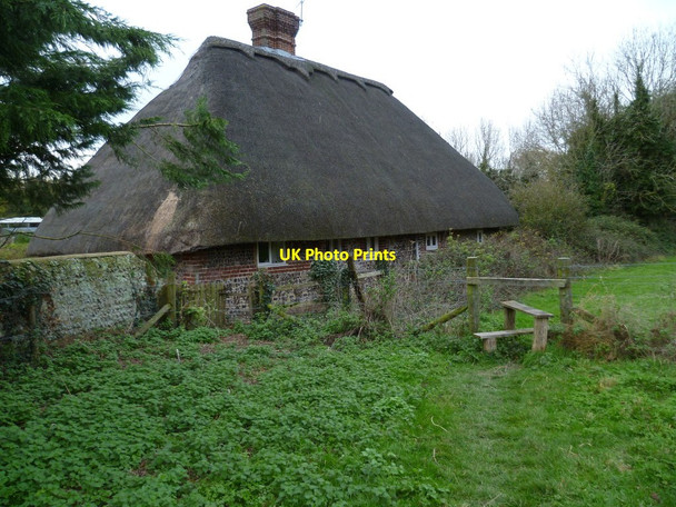 Photo 6"x4" Footpath reaches cottage at Wepham Burpham\/TQ0408 c2011