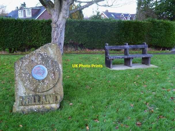 Photo 6"x4" Village sign and seat at Milland Chorley Common c2011