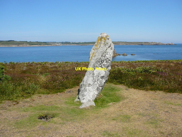Photo 6"x4" Standing stone on Gugh Hugh Town c2011
