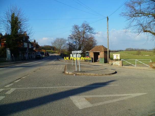 Photo 6"x4" Bus shelter and telephone kiosk at the road junction at Offham Lewes c2012