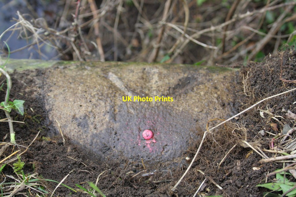 Photo 6"x4" Benchmark on Baulking Lane culvert Baulking c2012