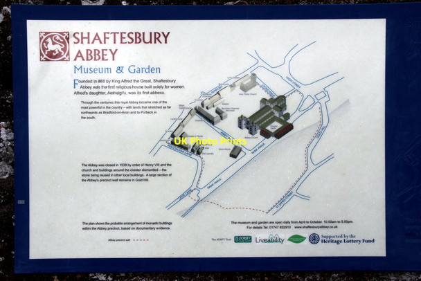 Photo 6"x4" Information Board, Shaftesbury Abbey, Dorset Shaftesbury c2012