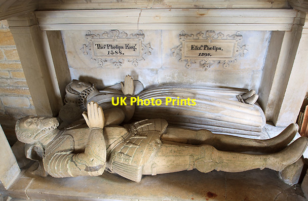 Photo 6"x4" St Catherine's church, Montacute - monument to Sir Thomas Phelips (2) detail Montacute c2012