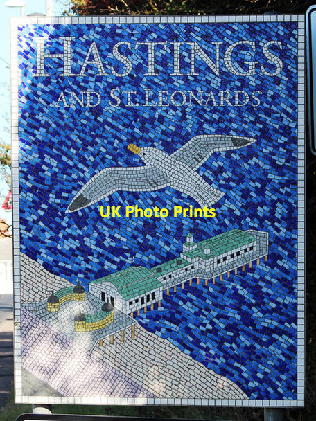 Photo 6"x4" Hastings and St. Leonards sign, A259 Bexhill Road Pebsham c2012