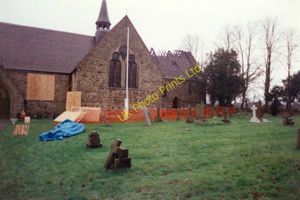 Photo 6"x4" St. Oswald's Church, Worleston after the fire Worleston c1998