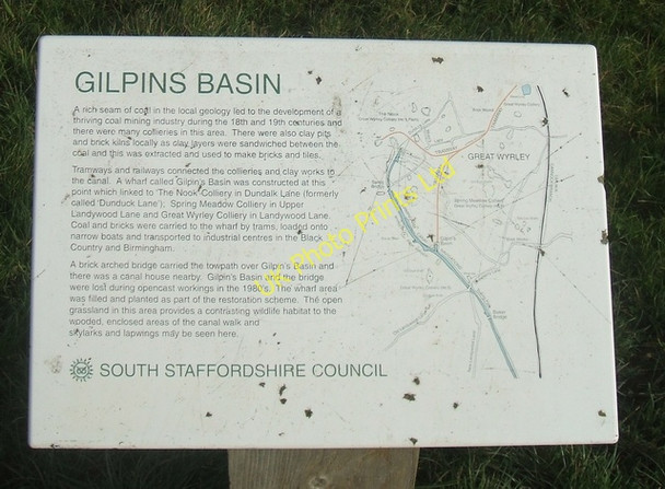 Photo 6"x4" Sign at Gilpins Basin, Landywood Warstone c2006