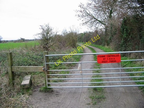 Photo 6"x4" Gate across track leading to fishing lakes. Cliffs End c2007