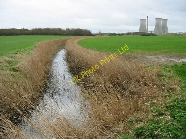 Photo 6"x4" Drainage ditch on farmland, disused power station in background. Way\/TR3265 c2007