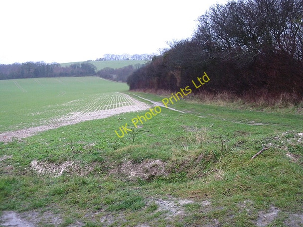 Photo 6"x4" Looking NW along field boundary Wootton\/TR2246 c2007