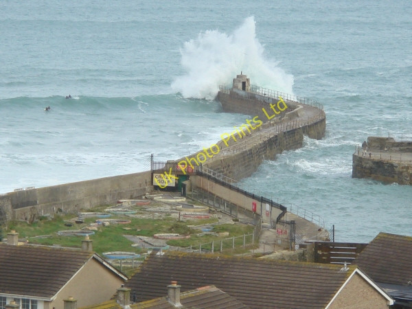 Photo 6"x4" Pier at Portreath Harbour Portreath c2006