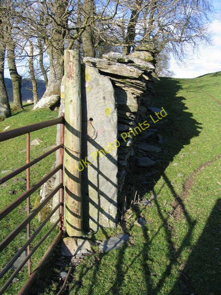 Photo 6"x4" Old Stone Gatepost and Wall Bryneglwys\/SJ1447 c2007