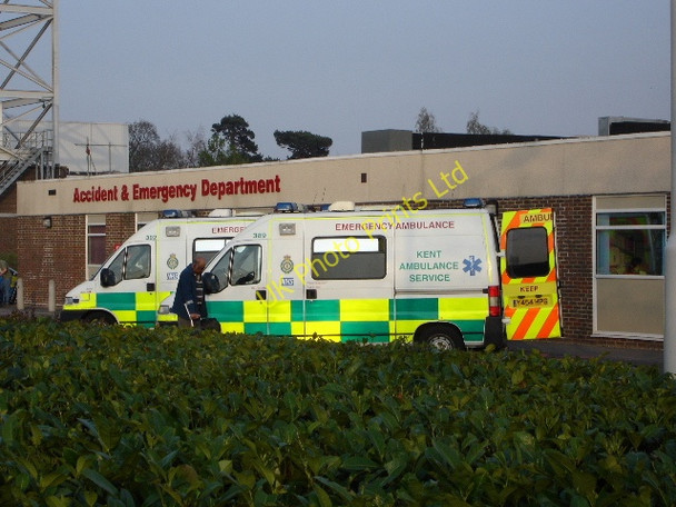 Photo 6"x4" Ambulances outside the Accident and Emergency Department Hinxhill c2007