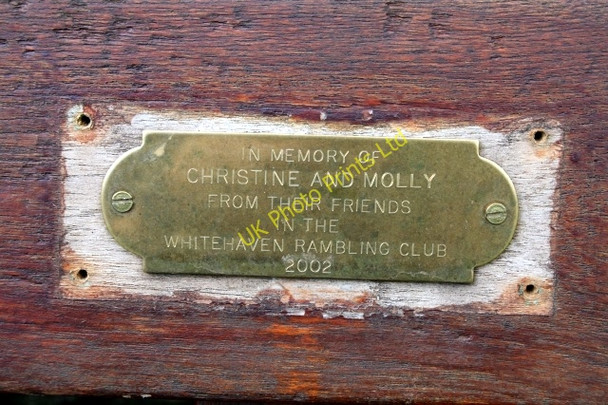Photo 6"x4" Plaque on Memorial Seat by the River Mite. Eskdale Green c2007