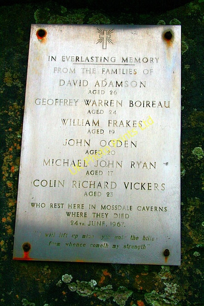 Photo 6"x4" Memorial Plaque at Mossdale Scar. Conistone c2007