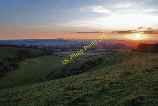 Photo 6"x4" Sunset over Combe Bottom Fontmell Magna c2007