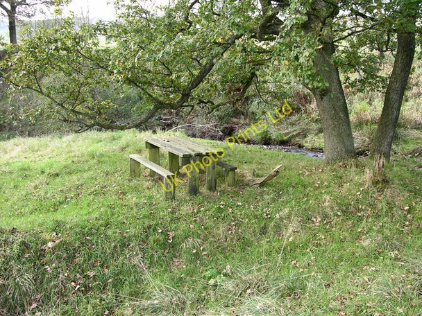 Photo 6"x4" Picnic bench next to Broadhead Brook Whittlestone Head c2007