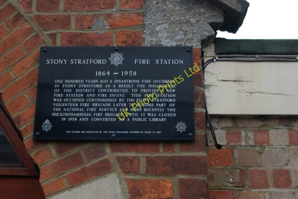 Photo 6"x4" Plaque on Stony Stratford old fire station Passenham c2007