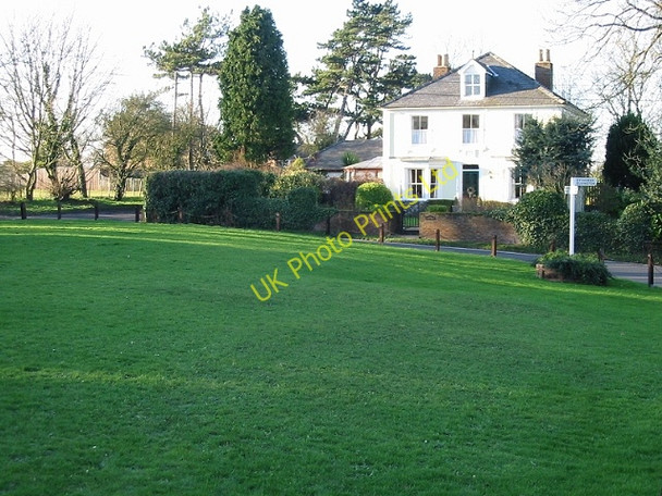 Photo 6"x4" Village green and house on junction of Church Road Coldred c2007