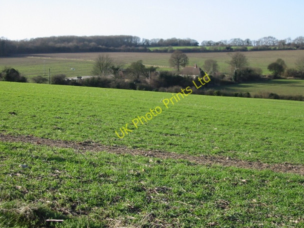 Photo 6"x4" View across the fields towards Long Lane Farm Barfrestone c2008