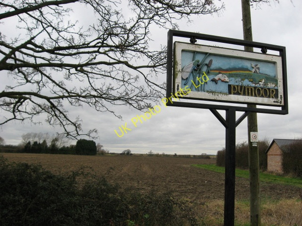 Photo 6"x4" Pymoor village sign Pymoor c2008