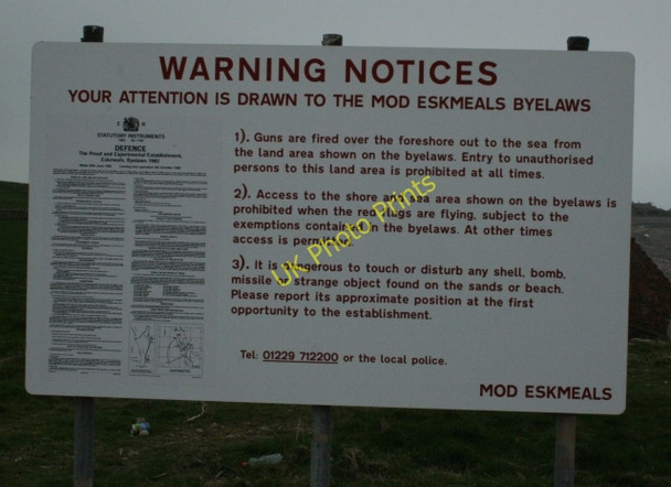 Photo 6"x4" Warning Notice at Eskmeals Hycemoor c2008