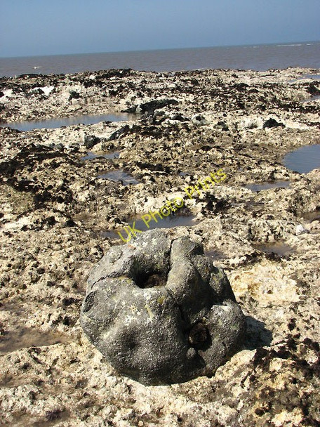 Photo 6"x4" Paramoudra on chalk outcrop Sheringham c2008