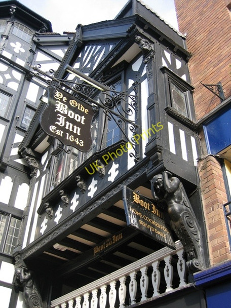 Photo 6"x4" Close up of Ye Olde Boot Inn 1643 Chester c2008