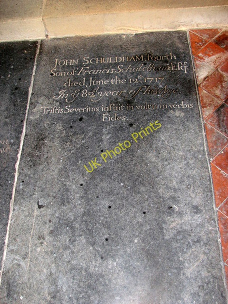 Photo 6"x4" All Saints Church - C18 ledger slab Kettlestone c2008