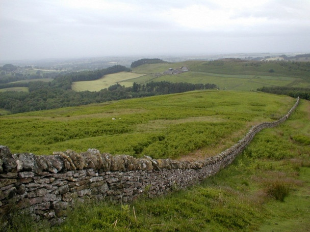 Photo 6"x4" Wall and View to Nab Farm Kepwick c2008
