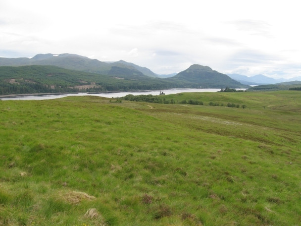 Photo 6"x4" Rough hillside grazing above Aberarder Lodge, Loch Laggan in distance Kinloch Loggan c2008