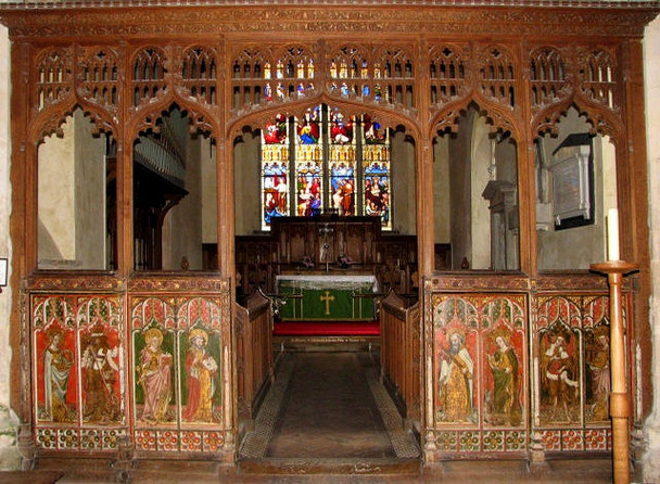 Photo 6"x4" The church of All Saints - rood screen Filby c2007