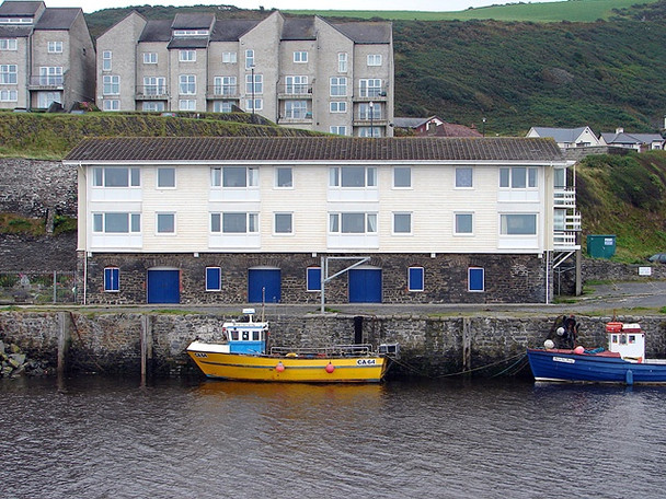 Photo 6"x4" Waterside apartments and fishing vessels, Aberystwyth Harbour Aberystwyth c2008