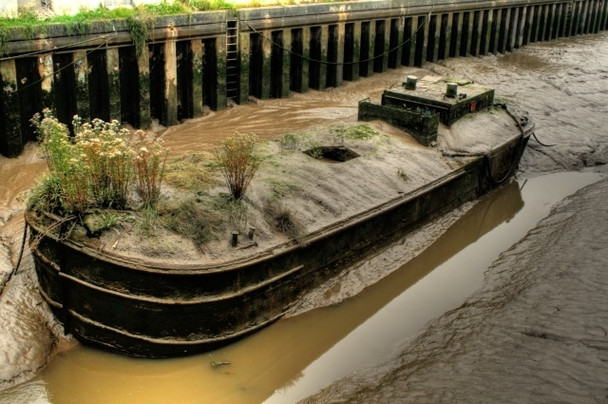 Photo 6"x4" Sunken Barge at Hessle Haven Hessle\/TA0326 c2008