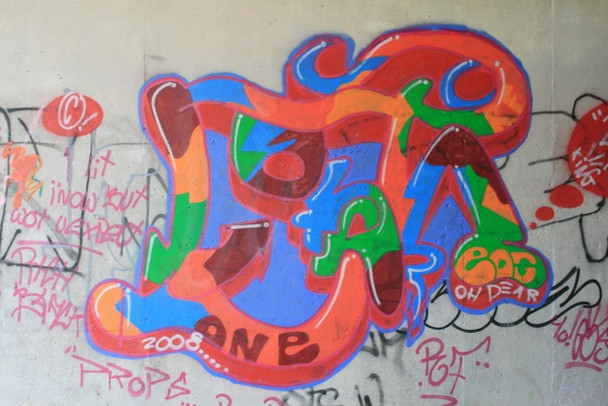 Photo 6"x4" Graffiti Under The M1 Long Eaton c2008