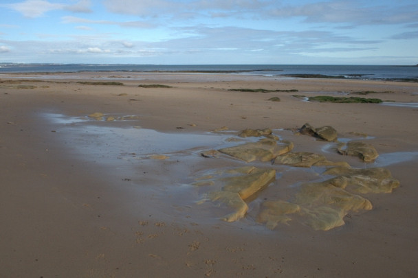 Photo 6"x4" Rock Outcrop on the Beach Amble c2008