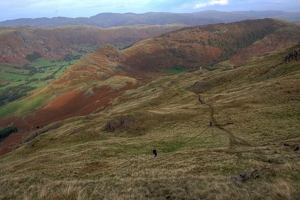 Photo 6"x4" Descending to the Col Below Side Pike Little Langdale c2008
