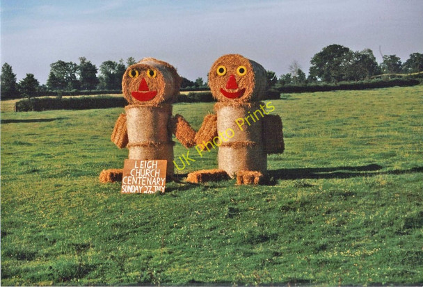 Photo 6"x4" Straw Figures in a field near Leigh Derry Fields c1997