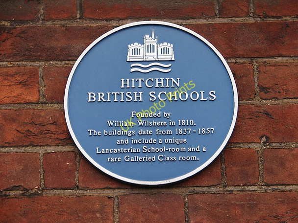 Photo 6"x4" Blue Plaque on Hitchin British Schools Museum Hitchin c2008
